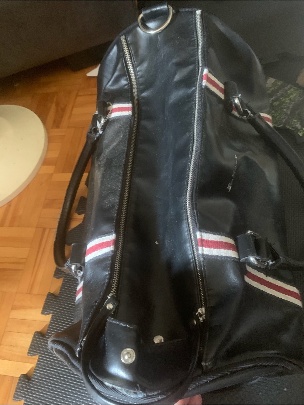 Ben Sherman Black Tote with Red and White Stripe Webbing - Picture 5 of 6